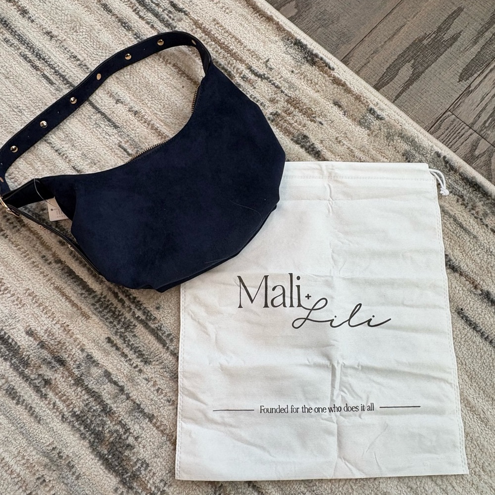 NWT Mali & Lili Anthropology Navy Blue & Gold Shoulder Handbag Purse